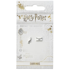 Harry Potter Silver Plated Hedwig Owl & Letter Stud Earrings
