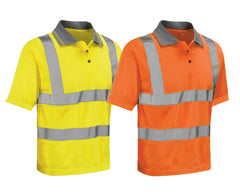 HI VIZ VISIBILITY POLO T SHIRT REFLECTIVE TAPE SAFETY HIGH VIS SECURITY WORK TOP