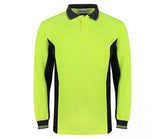 Mens Hi Viz Polo Shirt Long Sleeve High Visibility Safety Workwear Top