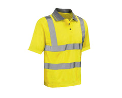 HI VIZ VISIBILITY POLO T SHIRT REFLECTIVE TAPE SAFETY HIGH VIS SECURITY WORK TOP