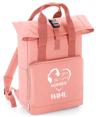 Personalised Equestrian Backpack with Your Name Twin Handle Roll-Top Backpack