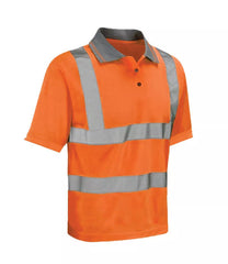 HI VIZ VISIBILITY POLO T SHIRT REFLECTIVE TAPE SAFETY HIGH VIS SECURITY WORK TOP