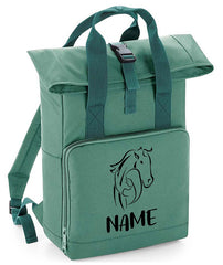 Personalised Equestrian Backpack with Your Name Twin Handle Roll-Top Backpack