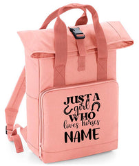 Personalised Equestrian Backpack with Your Name Twin Handle Roll-Top Backpack