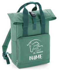 Personalised Equestrian Backpack with Your Name Twin Handle Roll-Top Backpack