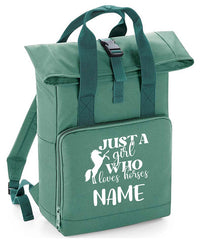 Personalised Equestrian Backpack with Your Name Twin Handle Roll-Top Backpack
