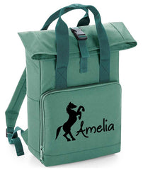 Personalised Equestrian Backpack with Your Name Twin Handle Roll-Top Backpack