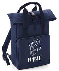 Personalised Equestrian Backpack with Your Name Twin Handle Roll-Top Backpack