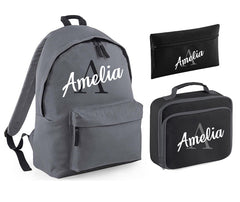 Personalised Backpack Kids Boys Girls Initial Name Backpack, Lunch Bag and Pencil Case PE Bag School Bag Back To School bag set