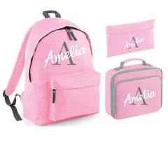 Personalised Backpack Kids Boys Girls Initial Name Backpack, Lunch Bag and Pencil Case PE Bag School Bag Back To School bag set