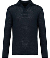 Spasso Long Sleeve Linen Polo Shirt