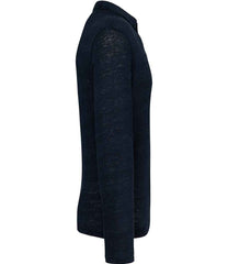 Spasso Long Sleeve Linen Polo Shirt