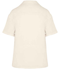 Spasso Ladies Short Sleeve Linen Bowling Collar Shirt