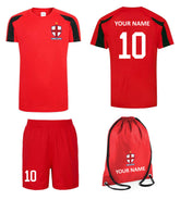 Children Personalised England Flag Badge Style Football Kits