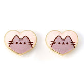 Pusheen Gold Plated Heart Stud Earrings