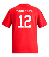 Kids Personalised Red Wales Style Away Football Kit Customised Youth Jersey