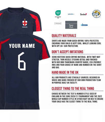 Personalised Kids England Style Home Football Kit Shirt Shorts Socks & Bag