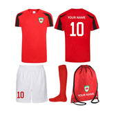 Prospo® Kids Personalised Red White Wales Style Football Kit Bag Youth Football Wales Boys Or Girls Football Jersey Child Football Kit