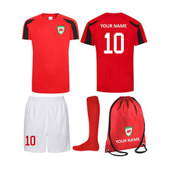 Prospo® Kids Personalised Red White Wales Style Football Kit Bag Youth Football Wales Boys Or Girls Football Jersey Child Football Kit