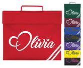 Personalised School Book Bag Girls Glitter Heart Name PE Childrens Gift