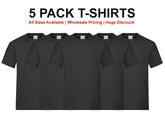 Black 5 Pack Mens Plain Cotton Tshirt T Shirt Blank All Sizes