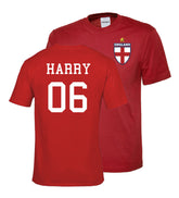 Personalised England Flag Badge Football Shirt Kids with Your Name Number