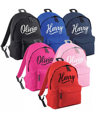 Personalised School Backpack Bags Kids Any Name Text Girls Boys Rucksack PE Kit