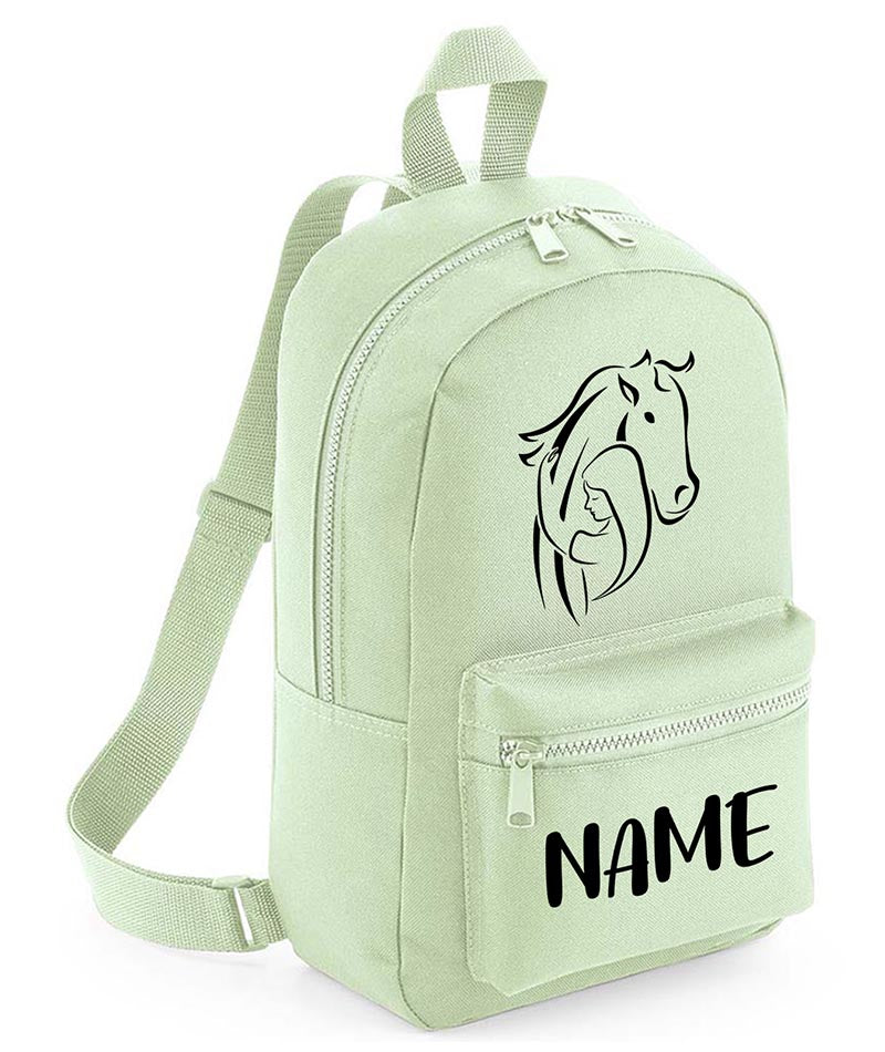 Personalised Girls Backpack Equestrian Bag Mini School PE Club Nursery Any Name Rucksack