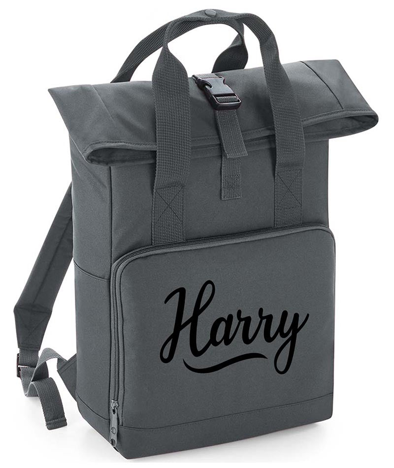 Personalised with Your Name Twin Handle Roll-Top Backpack