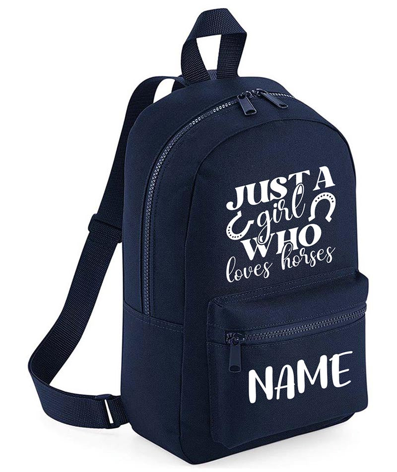 Personalised Girls Backpack Equestrian Bag Mini School PE Club Nursery Any Name Rucksack