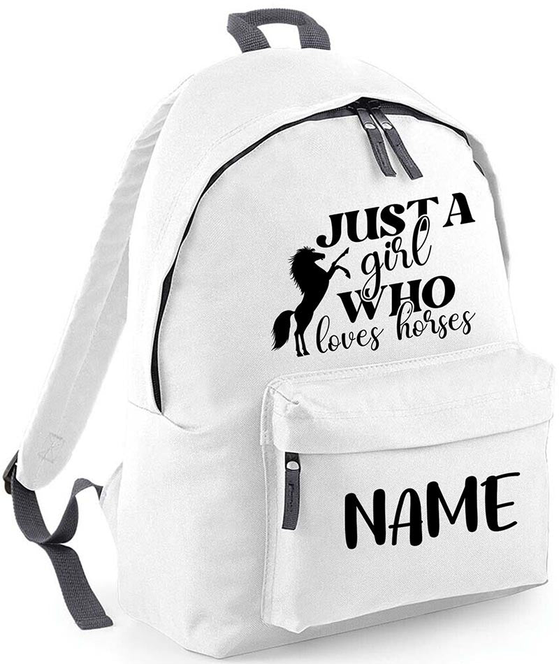 Personalised Equestrian School Backpack Bag Any Name Text Kids PE Kit Girls Boys Gift