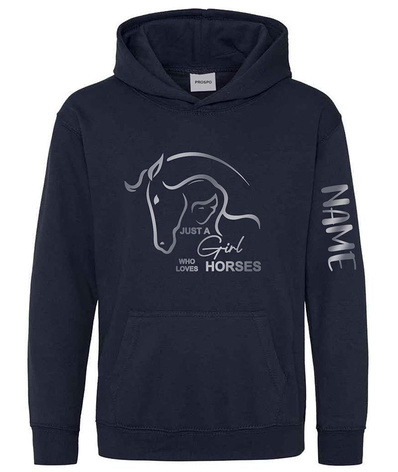 Personalised Equestrian Glitter Hoodie Custom Printed Name Girls Hoodies Jumper