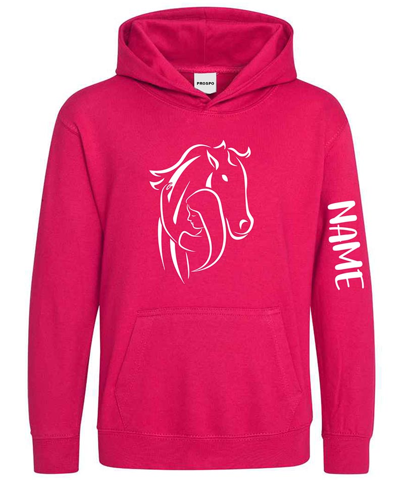 Personalised Equestrian Glitter Hoodie Custom Printed Name Girls Hoodies Jumper