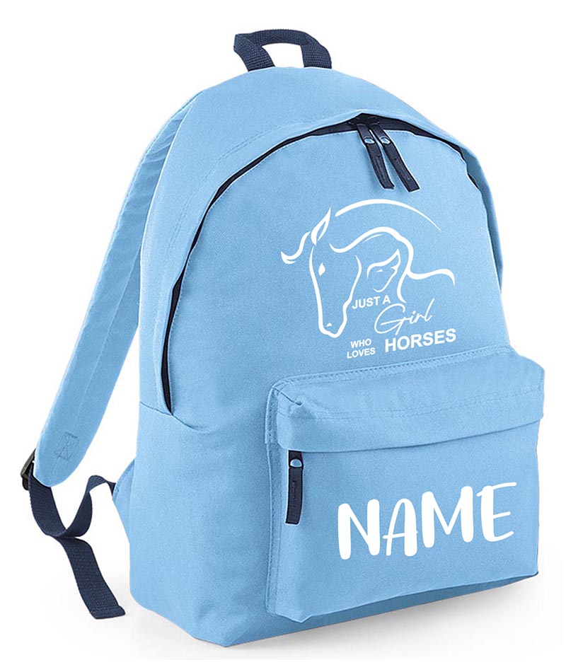 Personalised Equestrian School Backpack Bag Any Name Text Kids PE Kit Girls Boys Gift