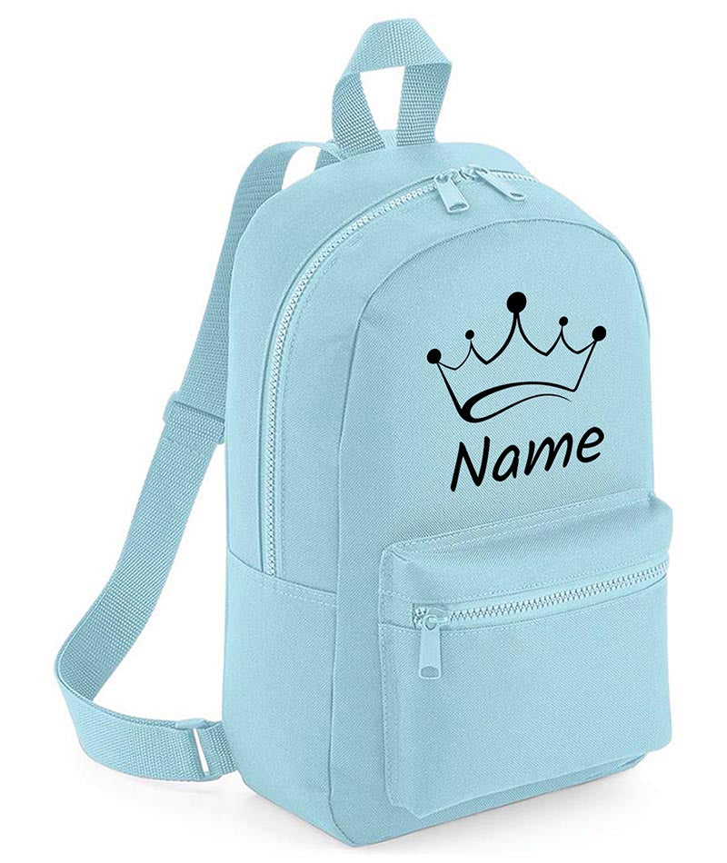 Personalised Girls Crown Backpack Bag Mini School PE Club Nursery Any Name Rucksack