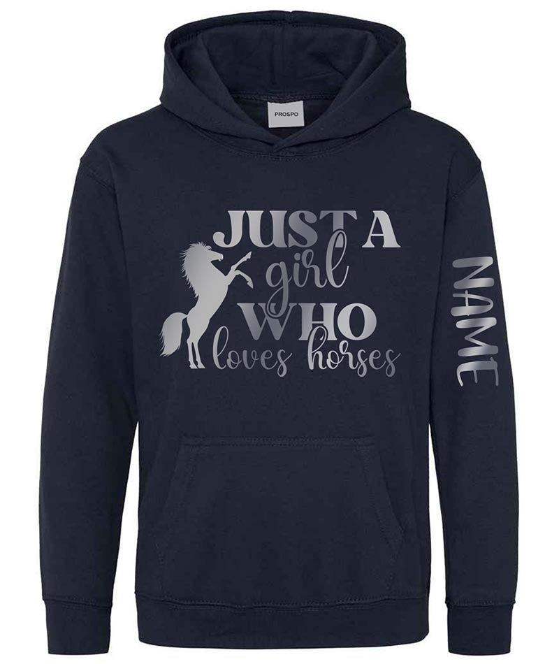 Personalised Equestrian Glitter Hoodie Custom Printed Name Girls Hoodies Jumper