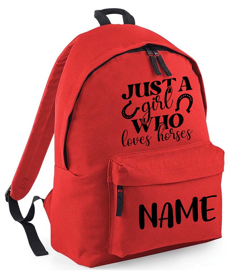 Personalised Equestrian School Backpack Bag Any Name Text Kids PE Kit Girls Boys Gift