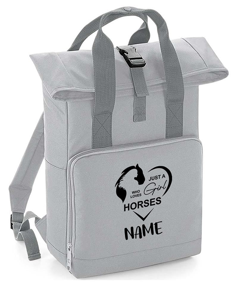 Personalised  Equestrian Backpack with Your Name Twin Handle Roll-Top Backpack