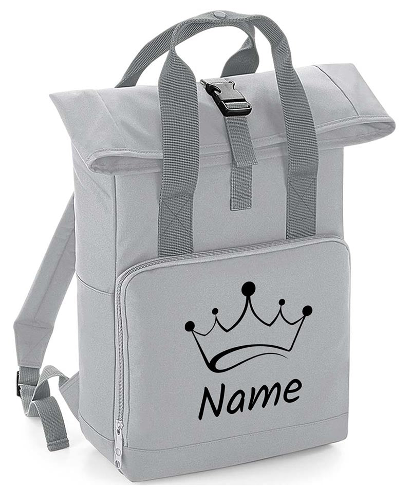 Personalised Crown Backpack with Your Name Twin Handle Roll-Top Backpack