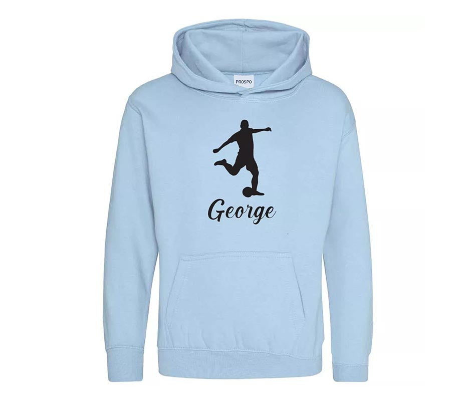 Children Personalised Football Player Hoodie Custom Printed Name Hoody