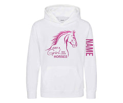 Personalised Equestrian Glitter Hoodie Custom Printed Name Girls Hoodies Jumper