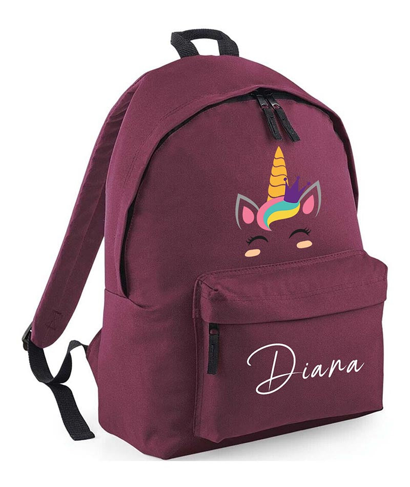 Personalised unicorn School Backpack Bag Any Name Text Kids PE Kit Girls Boys Gift