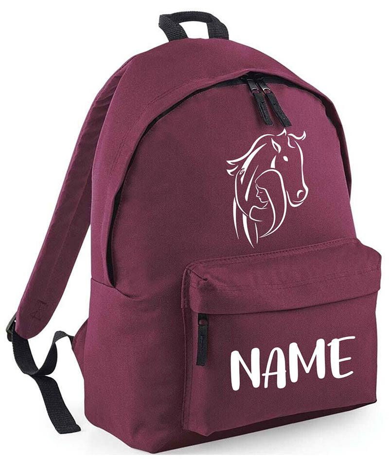 Personalised Equestrian School Backpack Bag Any Name Text Kids PE Kit Girls Boys Gift