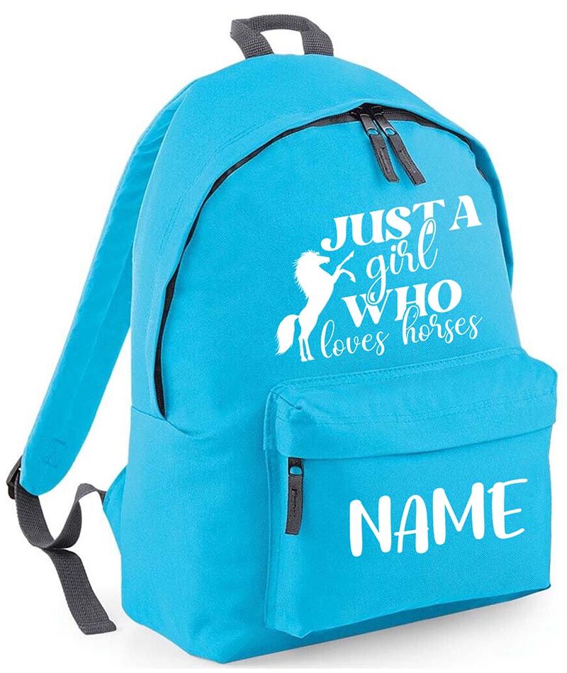 Personalised Equestrian School Backpack Bag Any Name Text Kids PE Kit Girls Boys Gift