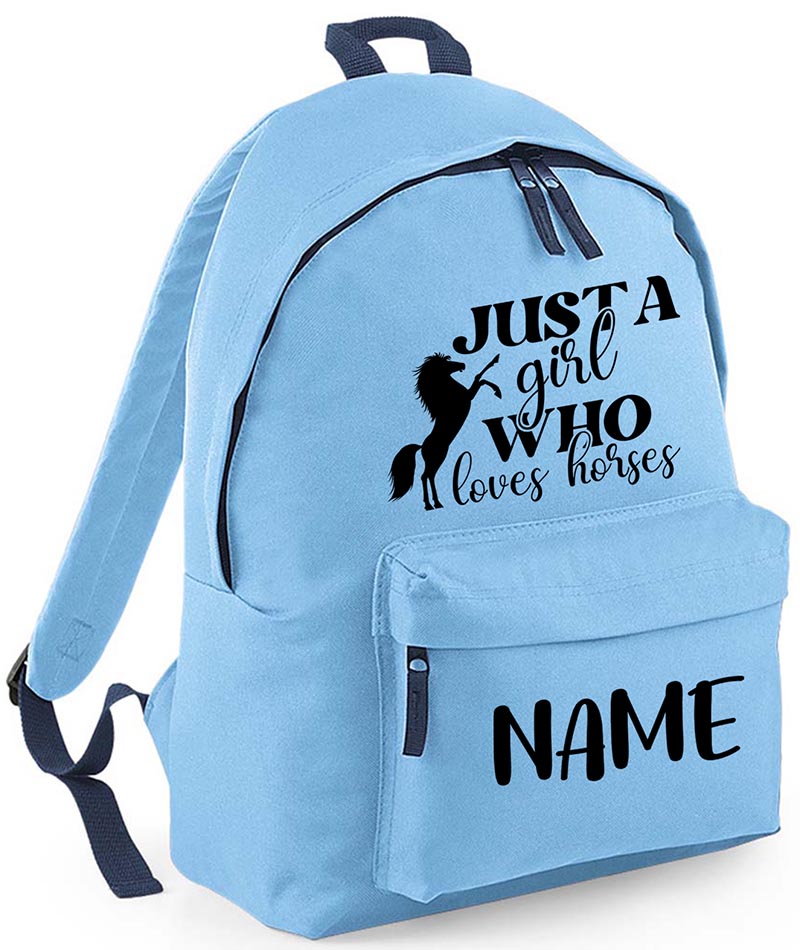 Personalised Equestrian School Backpack Bag Any Name Text Kids PE Kit Girls Boys Gift