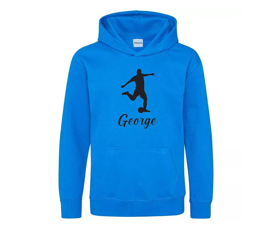 Children Personalised Football Player Hoodie Custom Printed Name Hoody