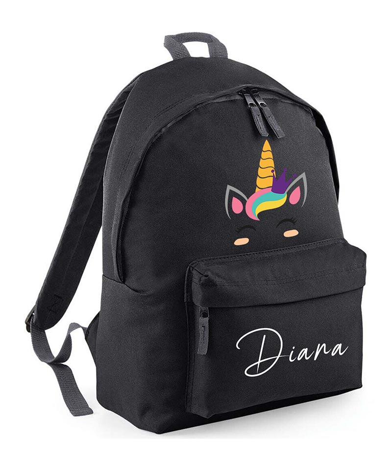 Personalised unicorn School Backpack Bag Any Name Text Kids PE Kit Girls Boys Gift