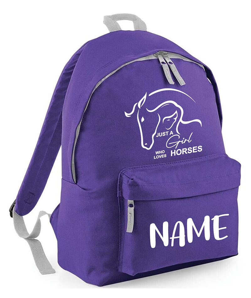 Personalised Equestrian School Backpack Bag Any Name Text Kids PE Kit Girls Boys Gift