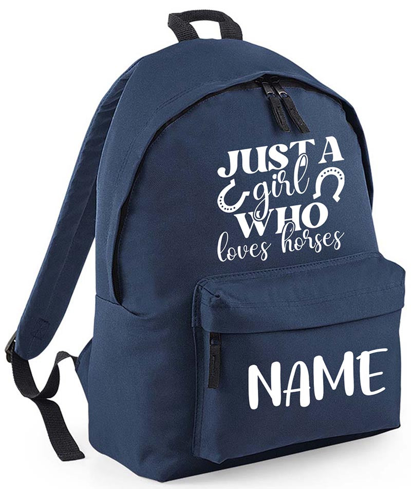 Personalised Equestrian School Backpack Bag Any Name Text Kids PE Kit Girls Boys Gift