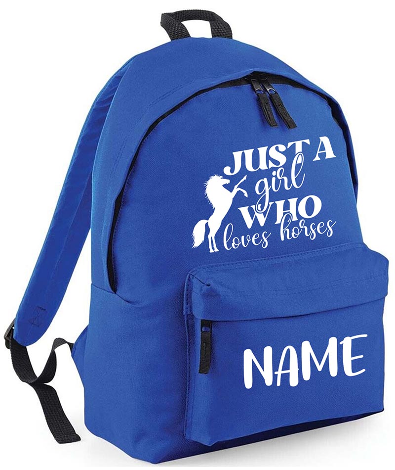 Personalised Equestrian School Backpack Bag Any Name Text Kids PE Kit Girls Boys Gift